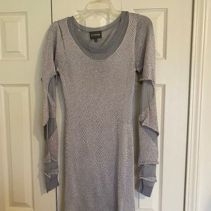Zac Posen Metallic Silver Cutout Dress Size Medium